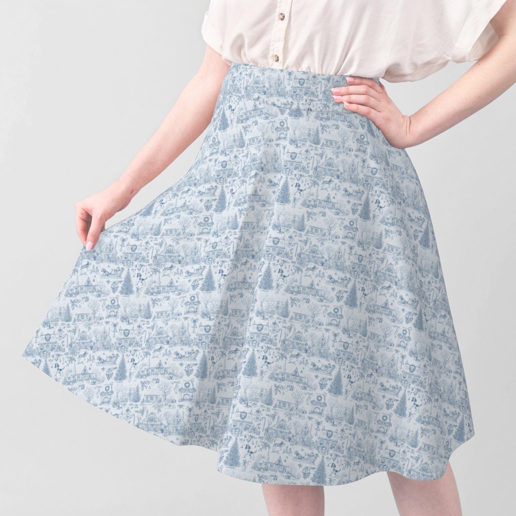 Christmas Dogs Toile Blue Fabric blue toile fabric