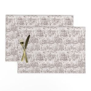 Victorian Christmas Village Toile Chocolate Brown Home Decor Collection Home Decor Collection christmas village placemat design