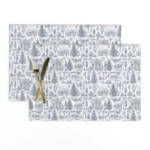 Christmas Nutcracker Toile Midnight Navy Design Collection Home Styling Collection navy toile placemat design