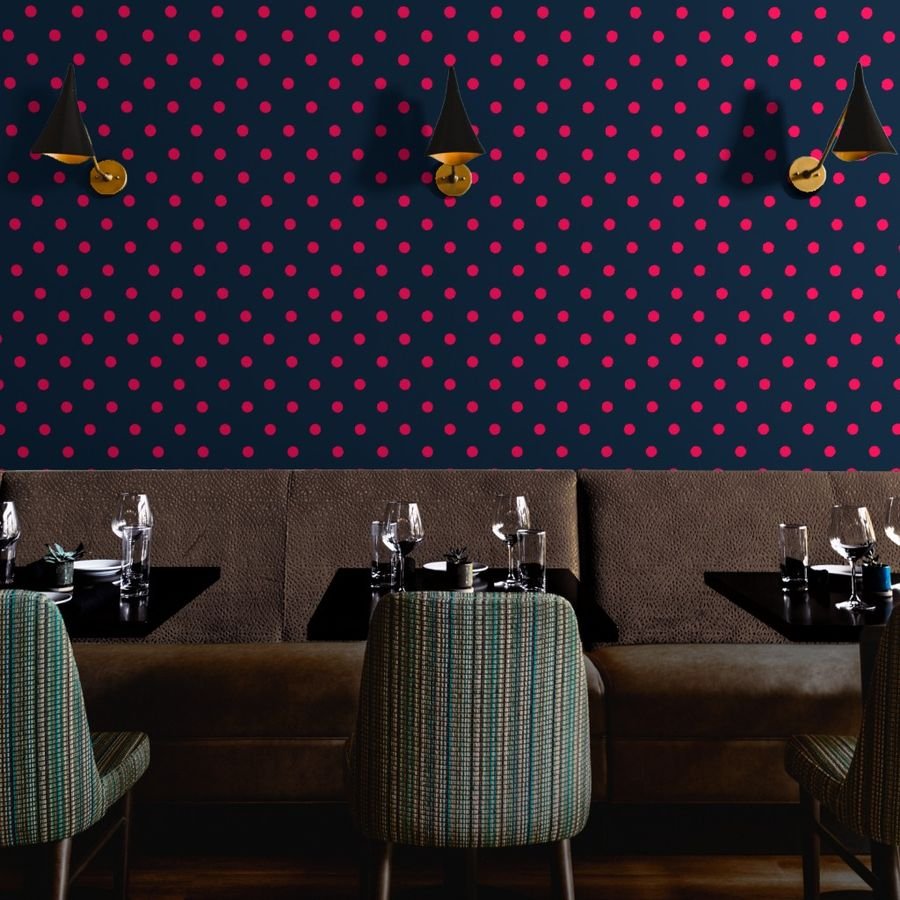 Navy and Neon Hot Pink Jumbo Dots Wallpaper navy neon pink jumbo wallpaper