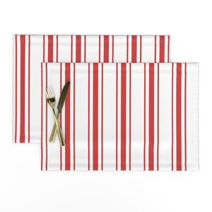 Mattress Ticking Wide Striped Pattern in Red and White Home Styling Collection Home Styling Collection red striped placemat design