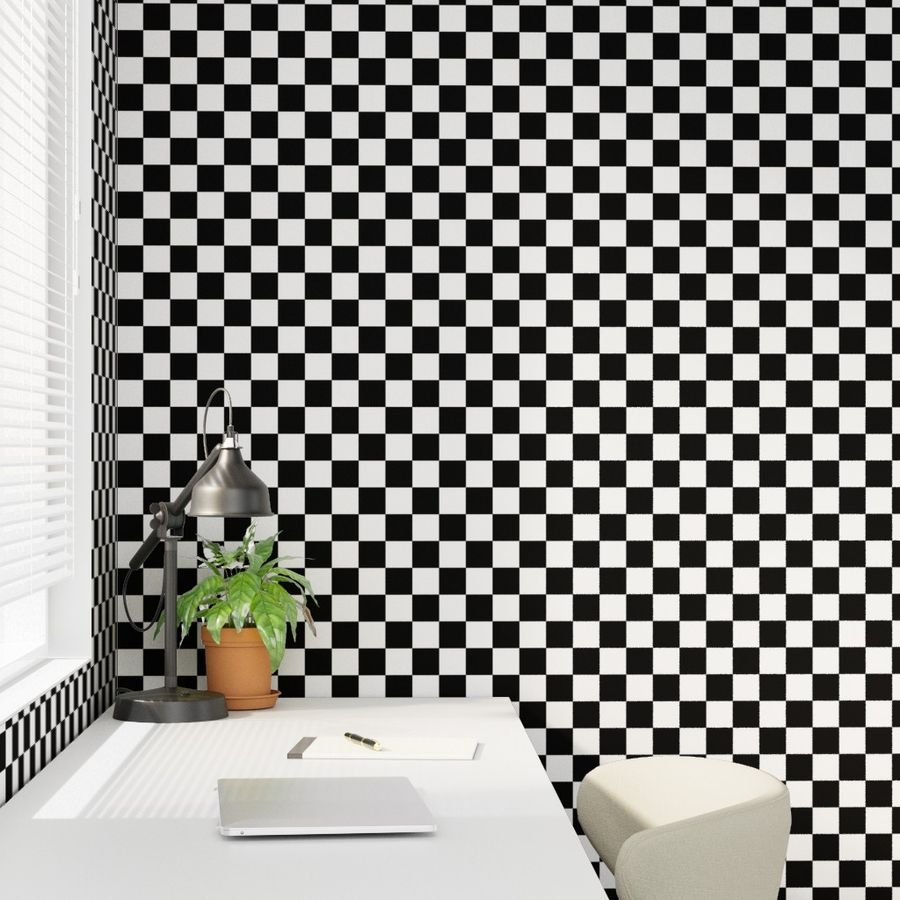 Large Black and White Check Wallpaper black wallpaper