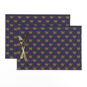 Mini Gold Crowns on Royal Blue Design Collection Interior Collection gold foil placemat design