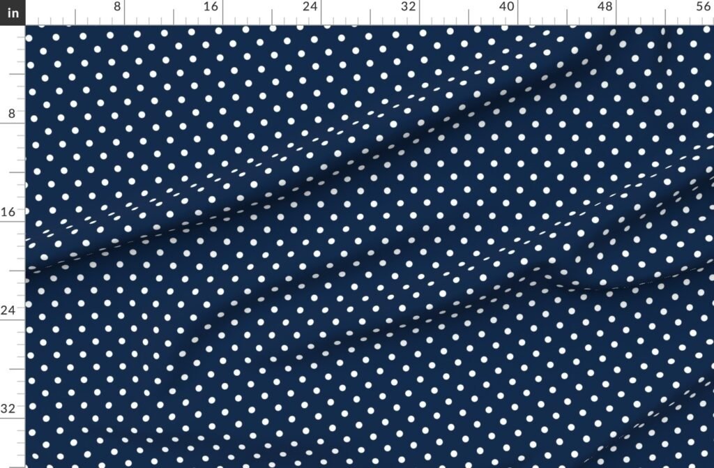 White Polkadots on Sailor Blue Fabric design