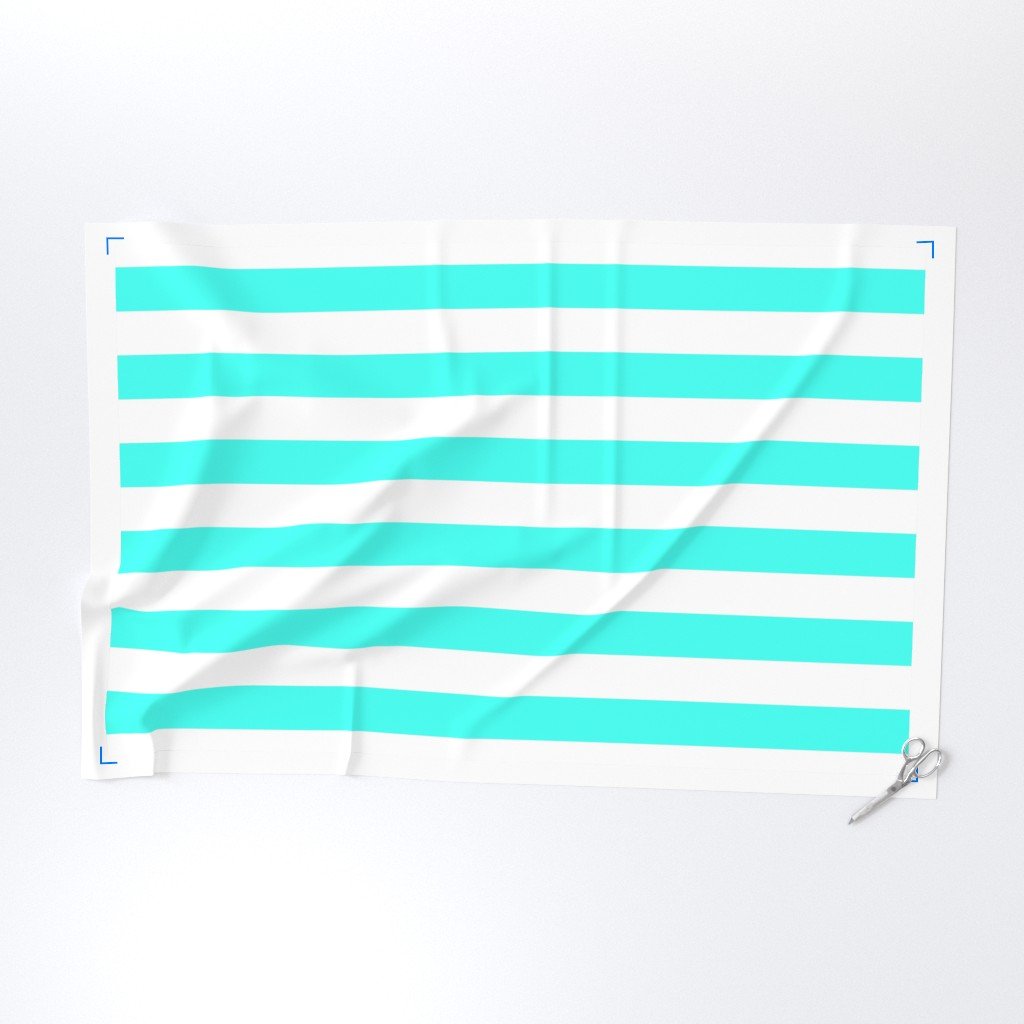 South Beach Art Deco Aqua Horizontal Tent Stripes Florida Colors of Fabric aqua stripes fabric