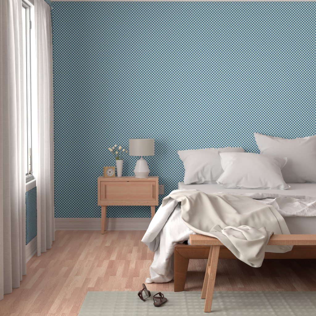 Cornflower Blue and Cream Checkerboard Squares Wallpaper blue and cream wallpaper