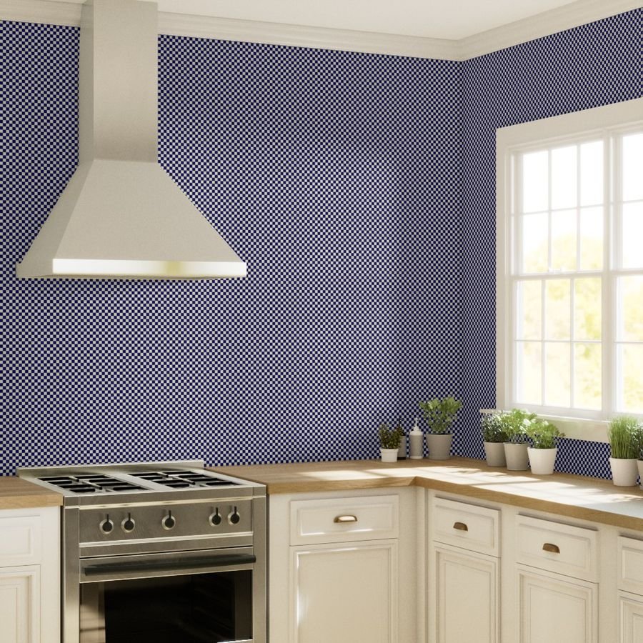 Navy Blue and Cream Checkerboard Squares Wallpaper blue and cream wallpaper