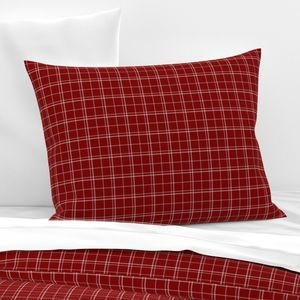 Dark Christmas Candy Apple Red Plaid Check with White Home Styling Collection Interior Collection red white plaid pillow sham design