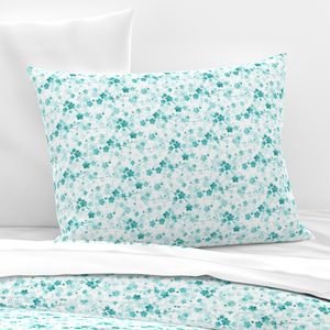 Bright Aqua Blue Pastel Watercolor Cherry Blossom Flowers and Vines Home Styling Collection Interior Collection cherry blossom pillow sham design