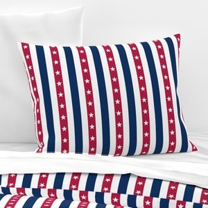 USA Flag Colors of Red White and Blue with Stars in Alternating 1 Inch Home Styling Collection Home Styling Collection vertical stripes pillow sham design