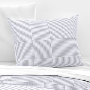 Patchwork Quilt Squares in Shades of Periwinkle Blue Seersucker look Home Decor Collection Decor Collection pastel squares pillow sham design