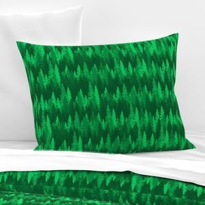 Endless Evergreen Forest with Fir Trees in Shades of Bright Green Home Styling Collection Home Decor Collection fir tree pillow sham design