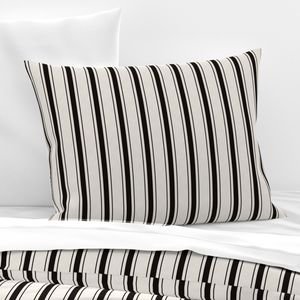 Small Coal Black Antique Vintage Mattress Ticking Stripe on Cream Interior Collection Home Styling Collection coal black pillow sham design
