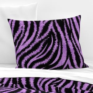 Textured Animal Striped Tiger Fur in Bold Purple Lavender and Black Design Collection Home Decor Collection swirling stripes pillow sham design