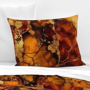 Amber and Gold Alcohol Ink 4 Interior Collection Home Styling Collection marbled ink pillow sham design