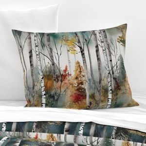 Endless Birch Tree Dreamscape Trees in Misty Forest Watercolor Home Decor Collection Home Styling Collection nature s tranquility pillow sham design