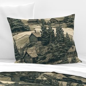 Montana Treescape Evergreens with Cabins Home Styling Collection Interior Collection western trees pillow sham design