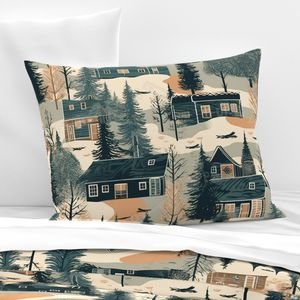 Montana Winter Cabins Montana with Evergreens Home Decor Collection Decor Collection montana forest pillow sham design