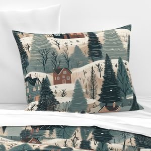 Montana Winter Cabins Montana with Evergreens Home Styling Collection Home Decor Collection montana forest pillow sham design