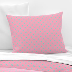 Small Polka Dots in South Beach Aqua Blue on Palm Beach Pink Interior Collection Home Decor Collection pink and south beach pillow sham design