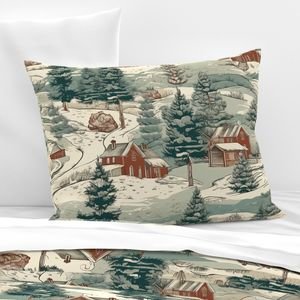 Small Montana Winter Cabins Montana with Evergreens Design Collection Home Decor Collection montana forest pillow sham design