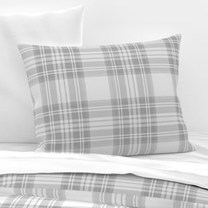Ash Grey Cool Large Traditional Tartan Plaid Pattern Home Styling Collection Design Collection large scale pillow sham design