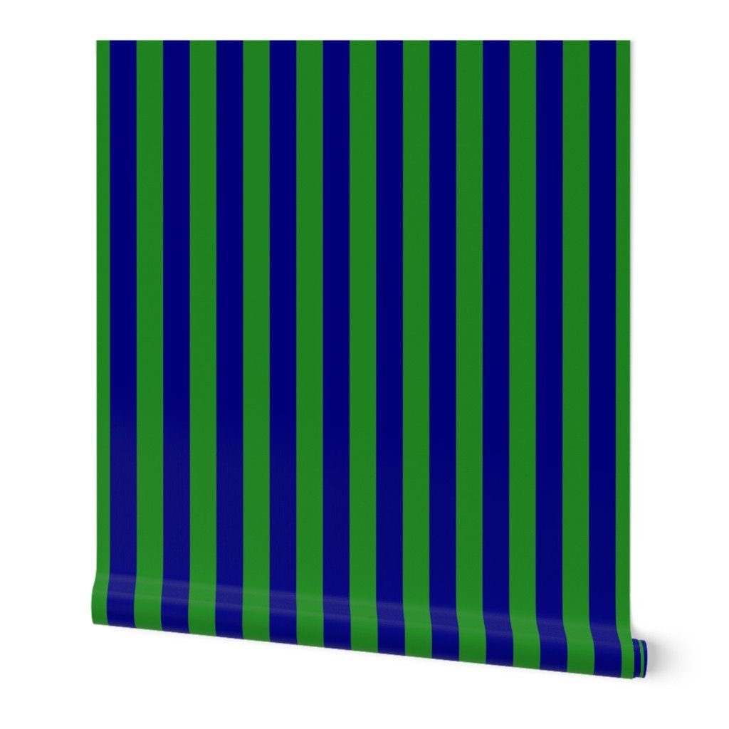 Bold Coastal Classic Navy Blue and Forest Green Cabana Tent Stripe Wallpaper forest green wallpaper