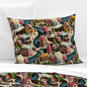 Whimsical Crocheted Christmas Candy Land Village Home Styling Collection Home Decor Collection candyland pillow sham design