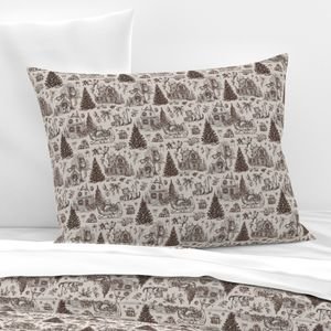 Christmas Cats Toile Chocolate Brown Home Styling Collection Decor Collection christmas tree pillow sham design