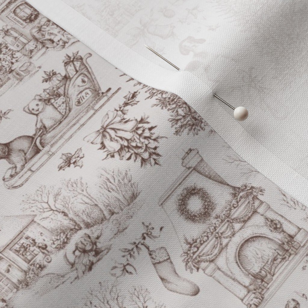 Christmas Dogs Toile Chocolate Brown Fabric chocolate brown fabric