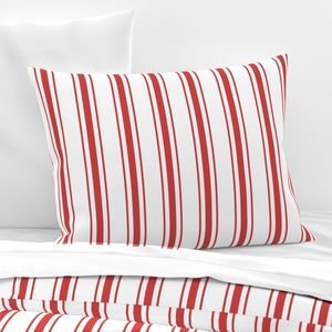 Mattress Ticking Wide Striped Pattern in Red and White Home Styling Collection Home Styling Collection red ticking pillow sham design