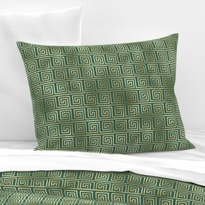 Teal and Faux Gold Foil Vintage Art Deco Greek Key Pattern Interior Collection Interior Collection teal greek key pillow sham design