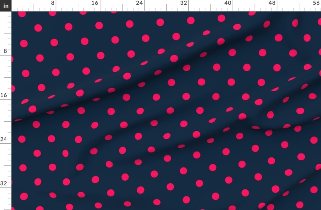 Navy and Neon Hot Pink Jumbo Dots Fabric design