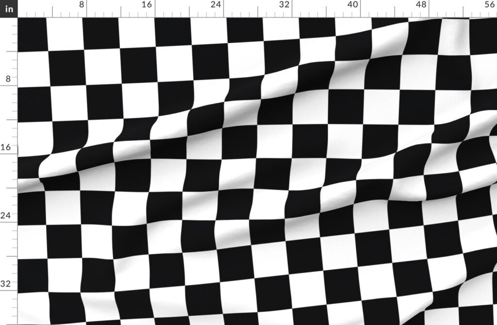 Large Black and White Check Fabric design