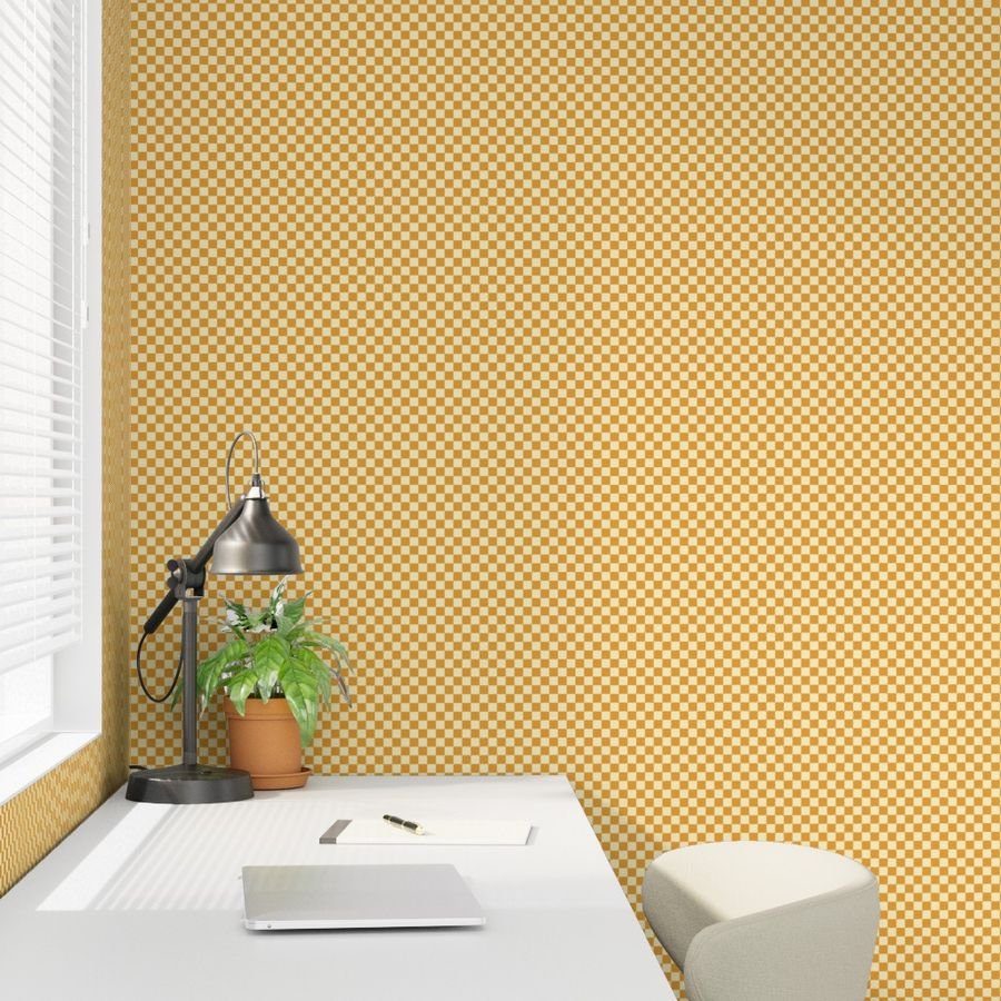 Harvest Gold and Cream Checkerboard Squares Wallpaper gold and cream wallpaper