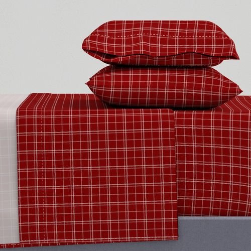 Dark Christmas Candy Apple Red Plaid Check with White Home Styling Collection Interior Collection christmas check sheet set design