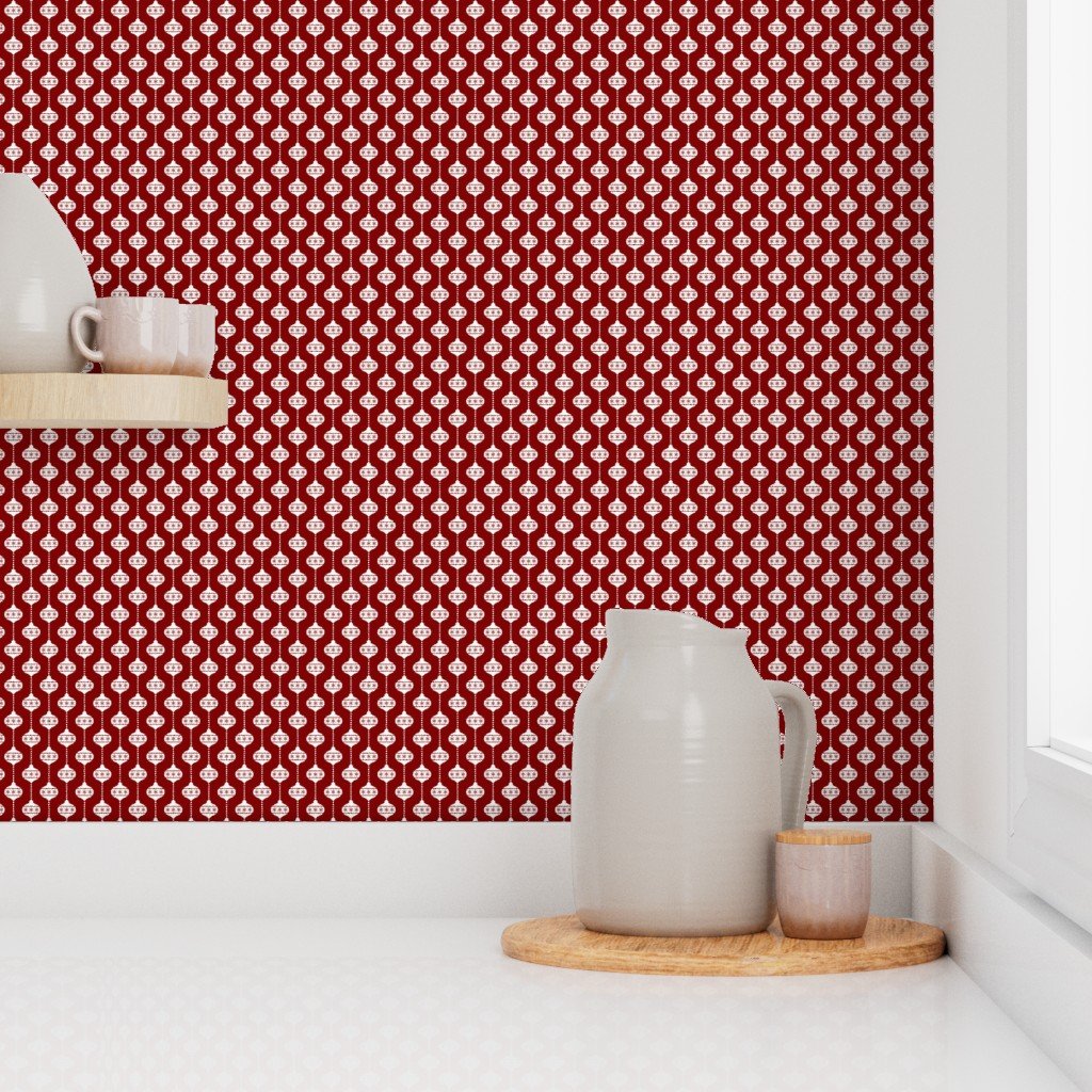 Dark Christmas Candy Apple Red with White Ball Ornaments Wallpaper ball ornaments wallpaper