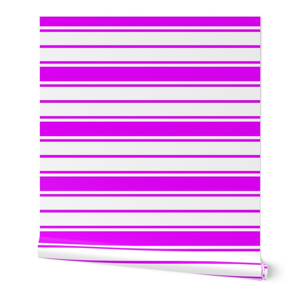 Orlando Orchid and White Horizontal French Stripe Wallpaper wide stripe wallpaper