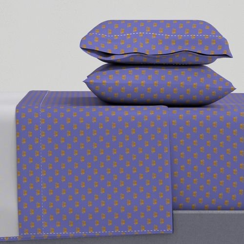 Faux Metallic gold Foil Crowns on Periwinkle Blue Color of the Year Interior Collection Design Collection periwinkle blue sheet set design