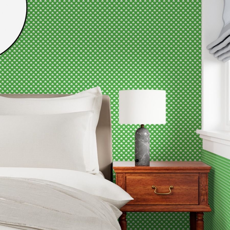 White Heart-Shaped Clover on Green St. Patricks Day Wallpaper 4 leaf clover wallpaper