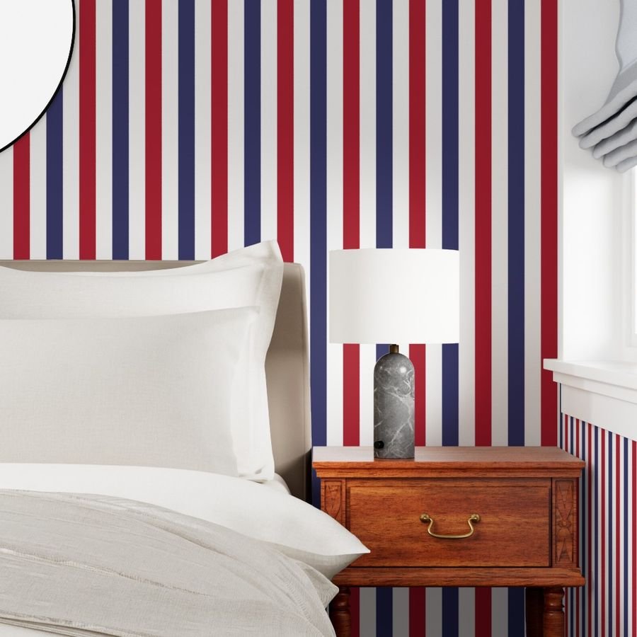 2 inch Flag Red White and Blue Alternating V Stripes Wallpaper vertical stripes wallpaper
