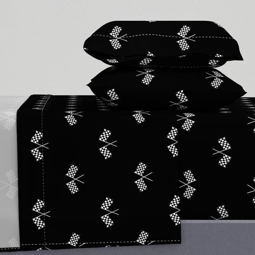 Small Black and White Classic Chequered Flags on Black Design Collection Design Collection finishing line sheet set design