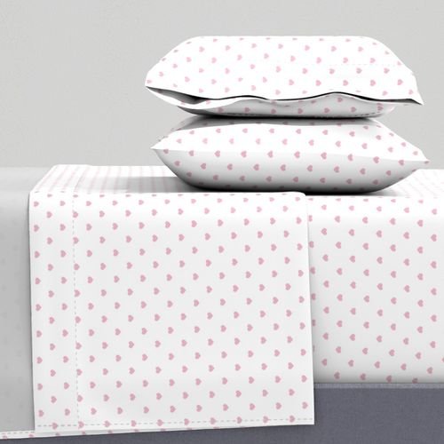 Mini Cotton Candy Pink Valentines Polkadot Love Hearts on White Background Home Decor Collection Home Decor Collection cotton candy sheet set design