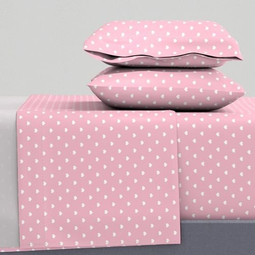 Mini White Valentines Polkadot Love Hearts on Cotton Candy Background Home Styling Collection Design Collection cotton candy and whi sheet set design