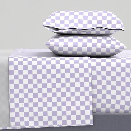 One Inch Checks in Springtime Lavender and White Home Decor Collection Home Styling Collection one inch square sheet set design