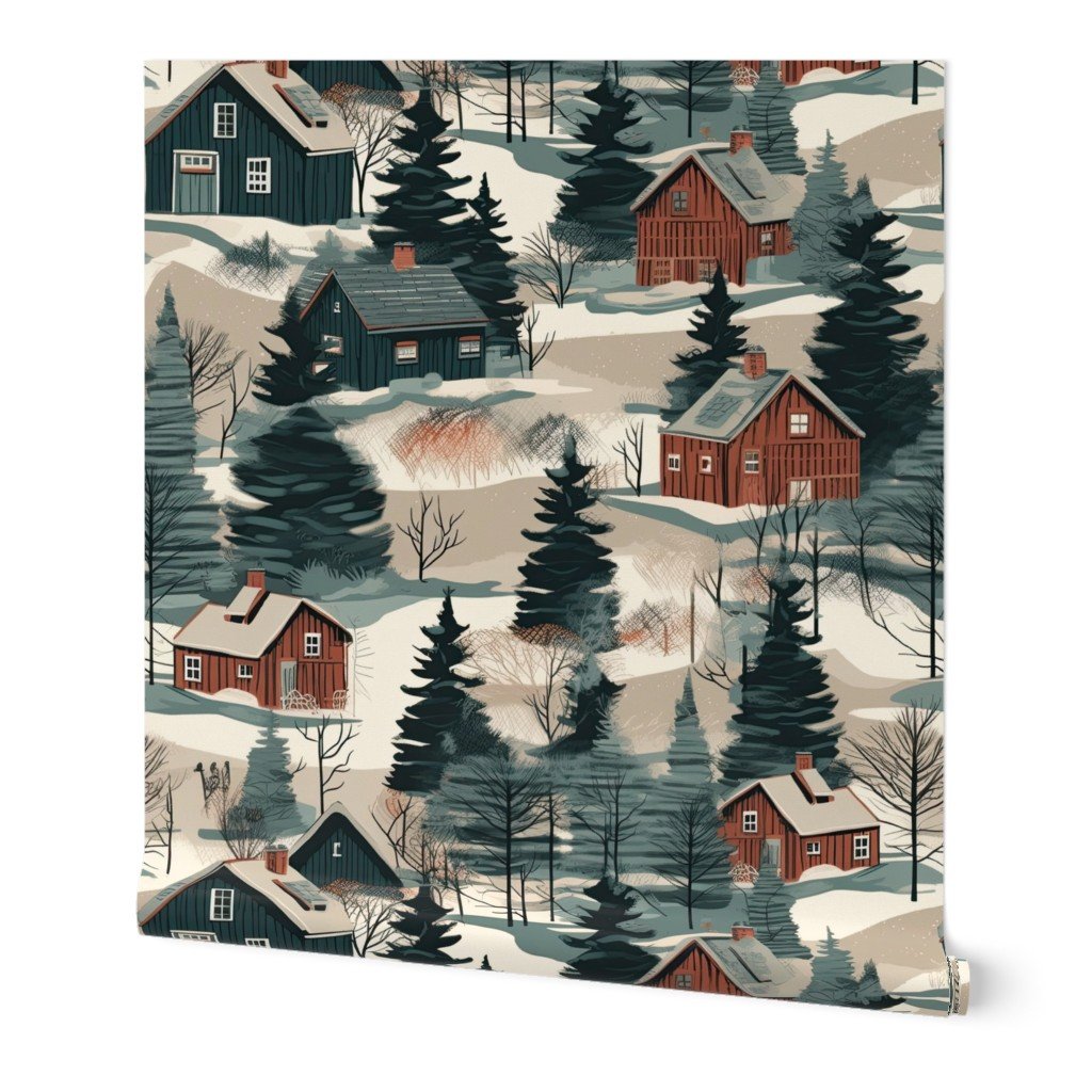 Montana Winter Cabins Montana with Evergreens Wallpaper montana trees wallpaper