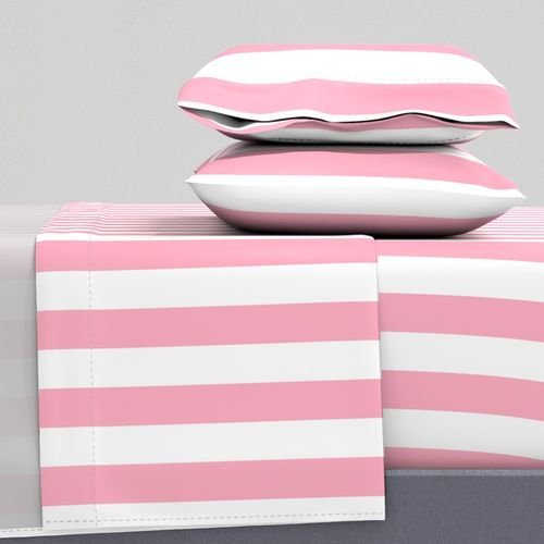2 inch Wide Vertical Palm Beach Pink and White Cabana Stripes Home Styling Collection Home Decor Collection vertical stripes sheet set design