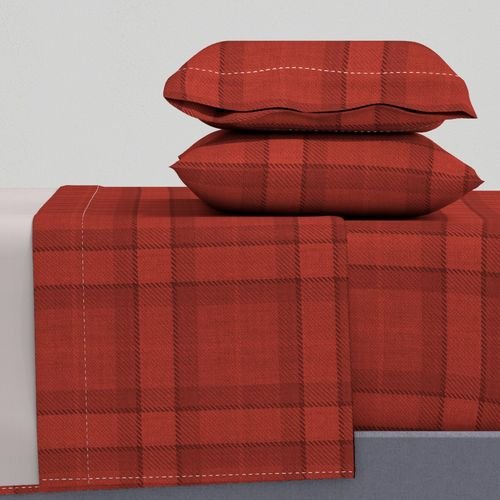 Red Vermillion Vintage Christmas Tartan Plaid Interior Collection Interior Collection vermillion tartan sheet set design