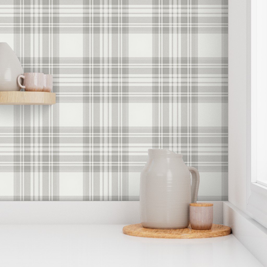 Driftwood Grey Large Traditional Tartan Plaid Pattern Wallpaper classic wallpaper