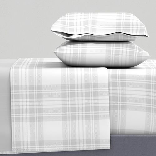 Cloud Grey Pale Airy Large Traditional Tartan Plaid Pattern Home Styling Collection Design Collection soft tones sheet set design